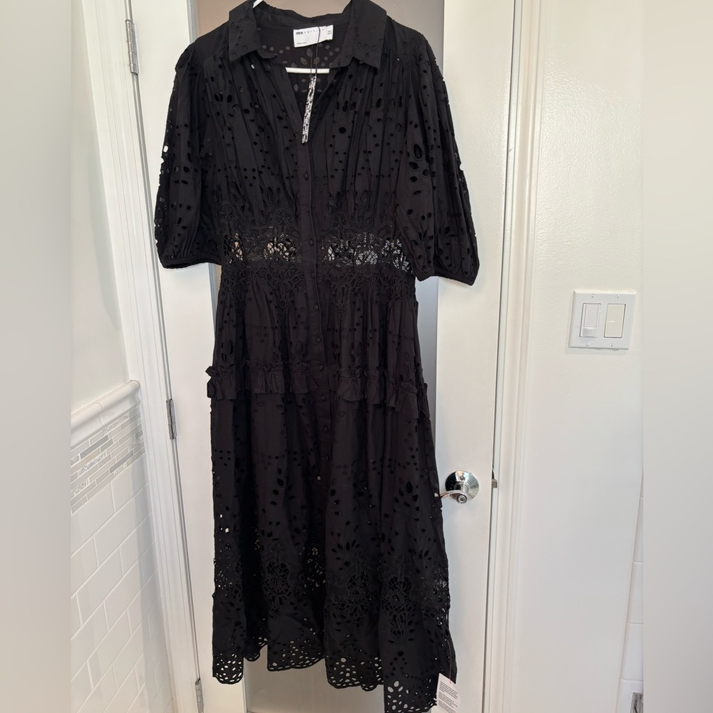 ASOS EDITION waisted broderie midi dress